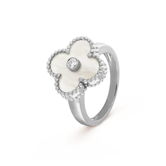 [Rose Tomorrow]CLOVER SILVER MOP DIAMOND RING