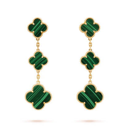 [Rose Tomorrow]CLOVER MALACHITE 3 MOTIFS GOLD