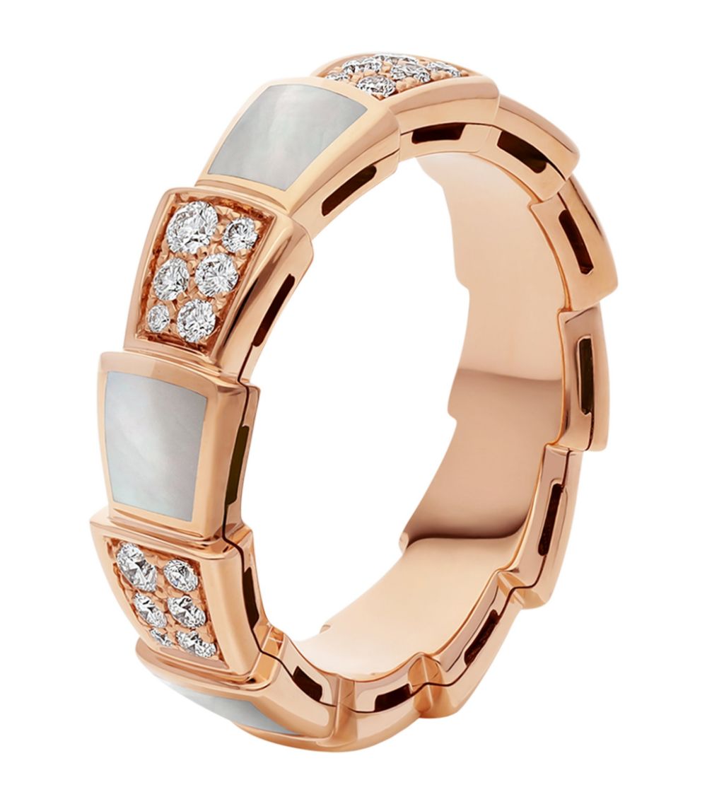 [Rose Tomorrow]SERPENTI RING PINK GOLD MOP DIAMOND PAVED 4MM