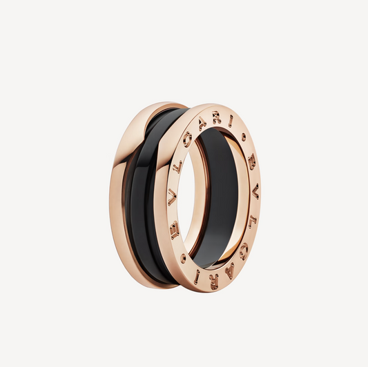 [Rose Tomorrow]ZERO 1 TWO-BAND LOOPS AND BLACK CERAMIC PINK GOLD RING