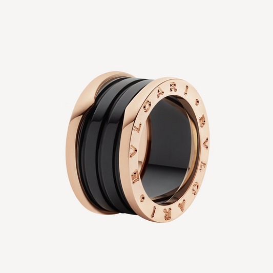 [Rose Tomorrow]ZERO 1 FOUR-BAND LOOPS AND BLACK CERAMIC SPIRAL PINK GOLD RING