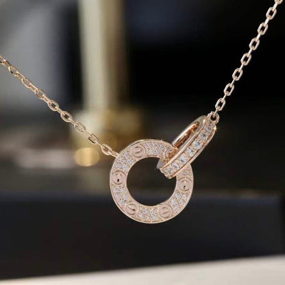 [Meteor Jewels]LOVE 7.6MM NECKLACE Meteor GOLD AND SILVER  FULL DIAMOND