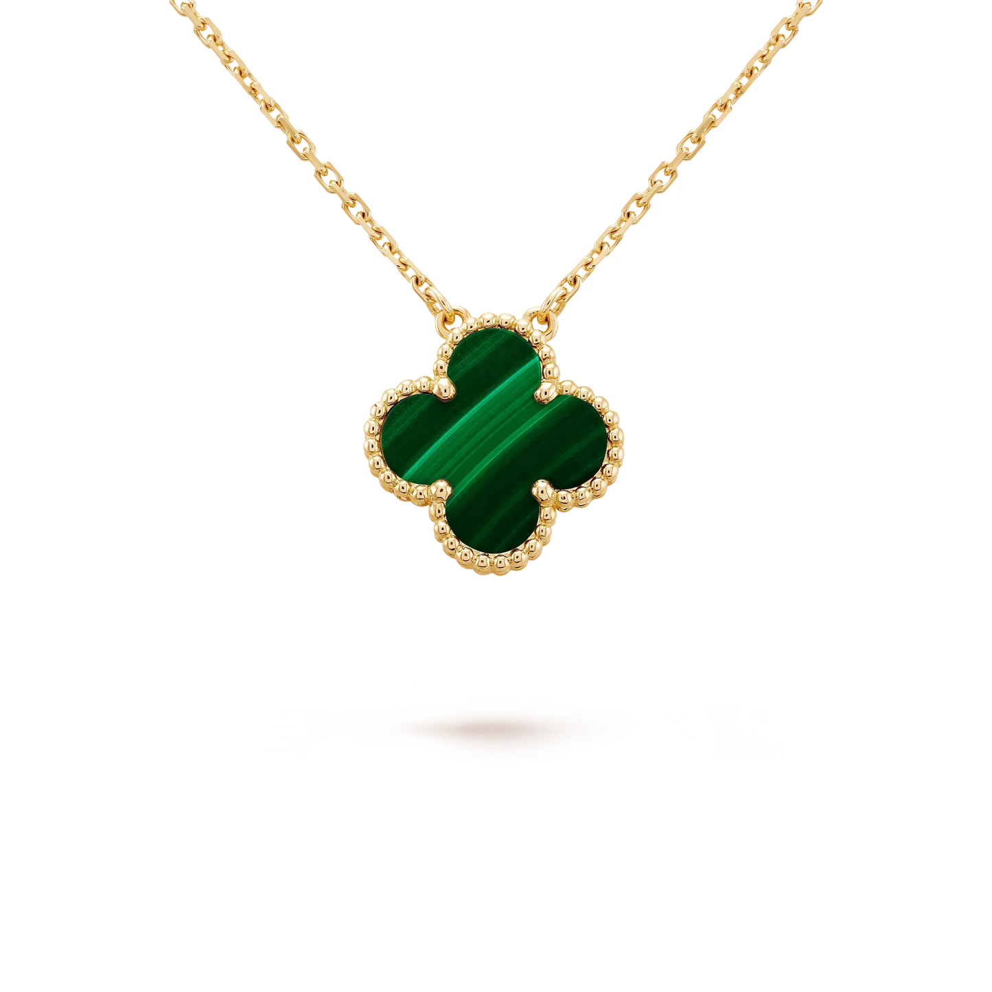 [Rose Tomorrow]CLOVER 15MM MALACHITE SINGLE FLOWER  NECKLACE