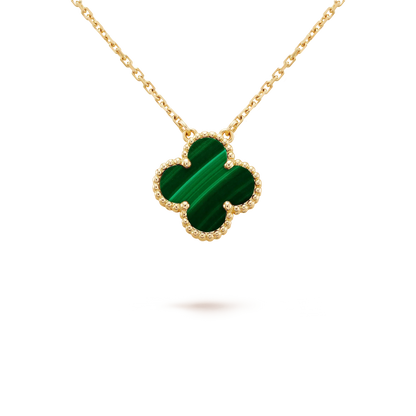 [Rose Tomorrow]CLOVER 15MM MALACHITE SINGLE FLOWER  NECKLACE