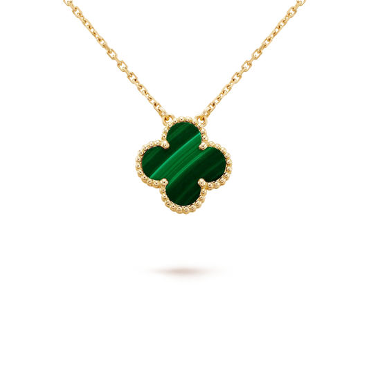 [Rose Tomorrow]CLOVER 15MM MALACHITE SINGLE FLOWER  NECKLACE