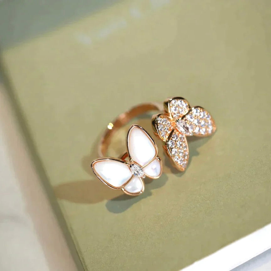 [Rose Tomorrow]TWIN BUTTERFLY DIAMOND MOP RING