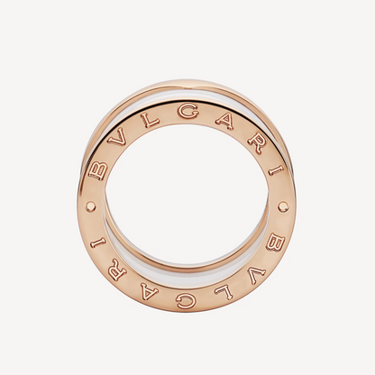 [Rose Tomorrow]ZERO 1 FOUR-BAND LOOPS AND WHITE CERAMIC SPIRAL PINK GOLD RING