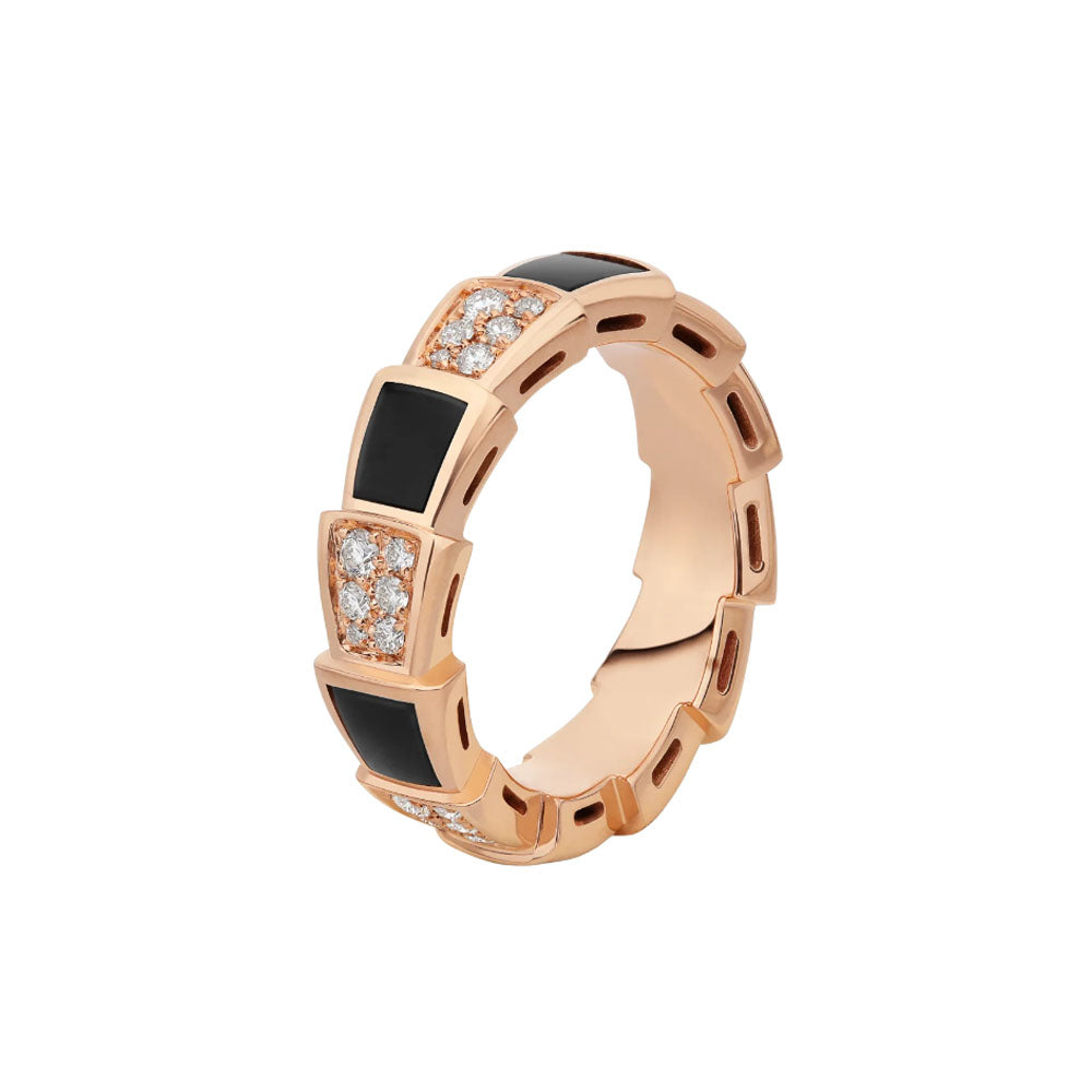 [Rose Tomorrow]SERPENTI RING PINK GOLD BLACK MOP DIAMOND PAVED 4MM