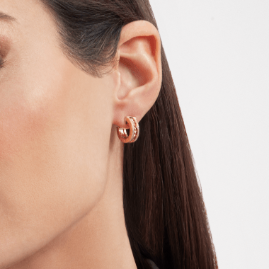 [Rose Tomorrow]ZERO 1 ROCK GOLD EARRINGS WITH STUDDED SPIRAL AND PAVED DIAMONDS