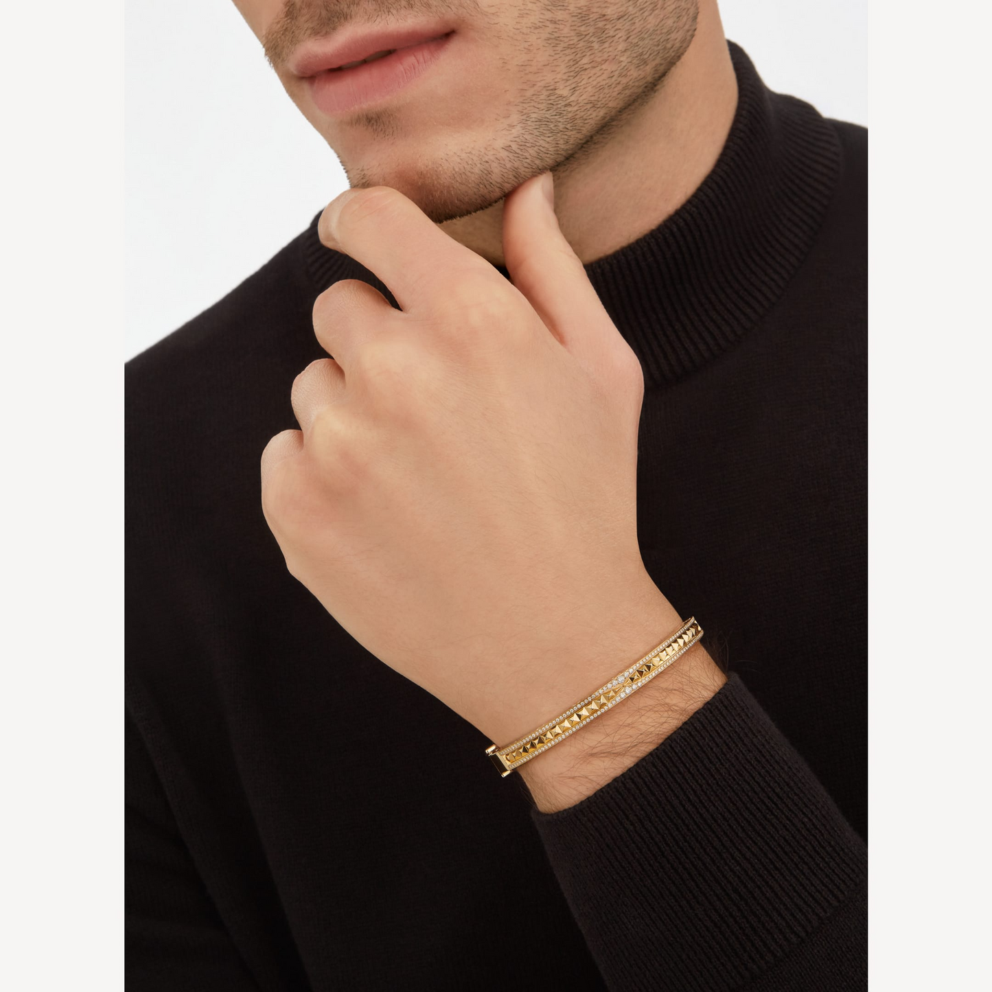 [Rose Tomorrow]ZERO 1 SPIRAL AND PAVED DIAMOND GOLD BRACELET