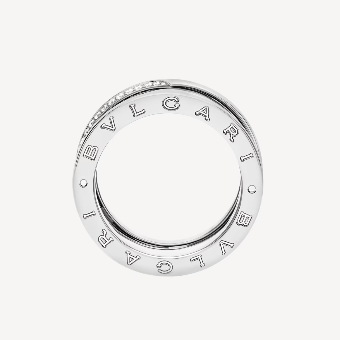 [Meteor Jewels]ZERO 1 THREE-BAND WITH DEMI-PAVED DIAMONDS ON THE EDGES RING