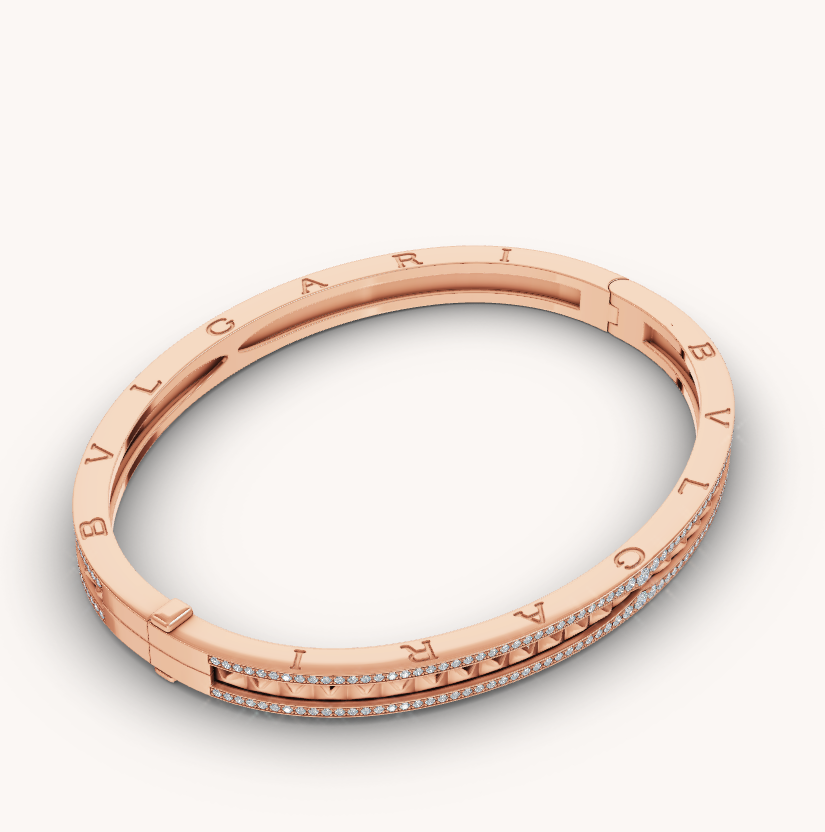 [Rose Tomorrow]ZERO 1 SPIRAL AND PAVED DIAMOND PINK GOLD BRACELET