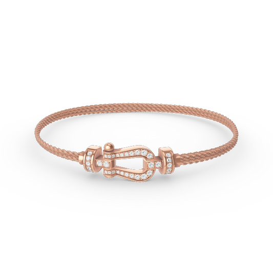 [Rose Tomorrow]FORCE SMALL HORSESHOE  DIAMOND CHAIN ROPE BRACELET