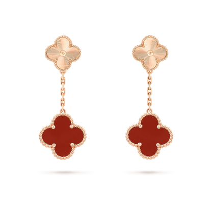 [Rose Tomorrow]CLOVER 2 MOTIF  LASER CARNELIAN EARRINGS