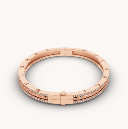 [Rose Tomorrow]ZERO 1 SPIRAL AND PAVED DIAMOND PINK GOLD BRACELET