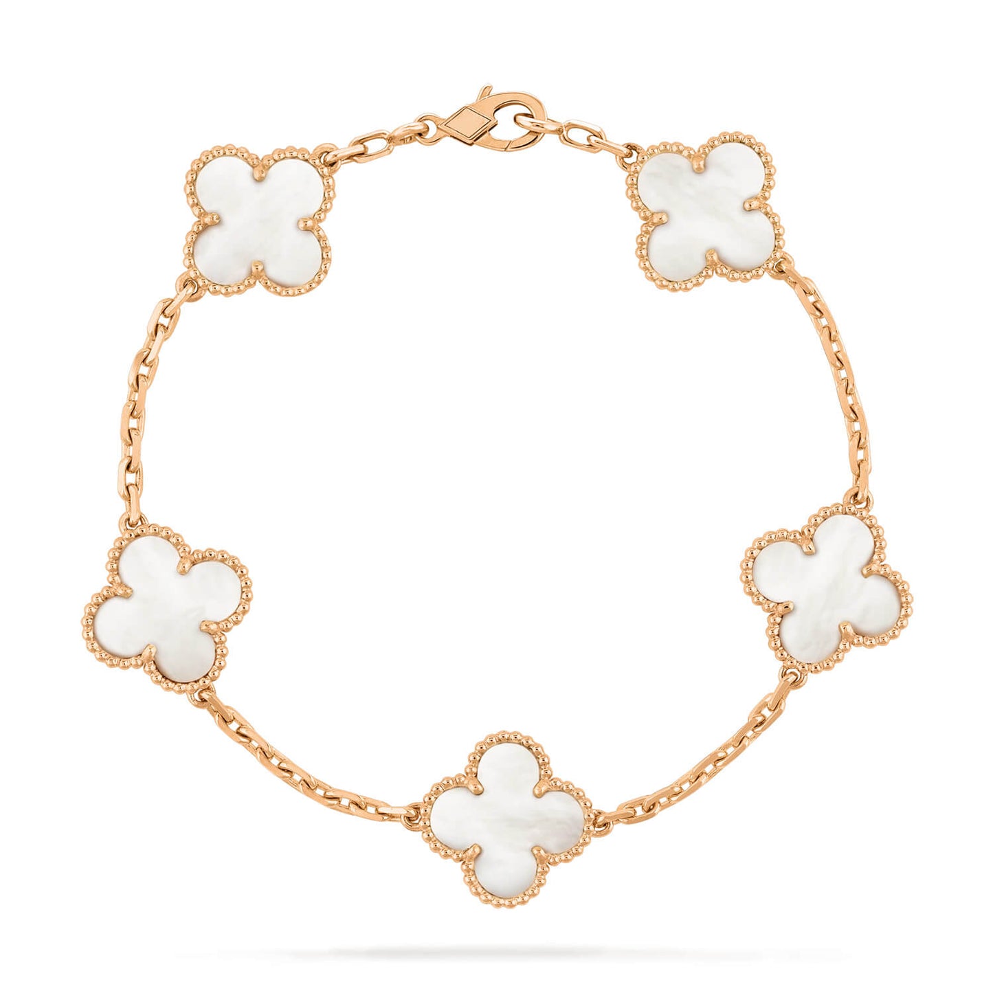 [Rose Tomorrow]CLOVER  5 MOTIF WHITE MOP BRACELET