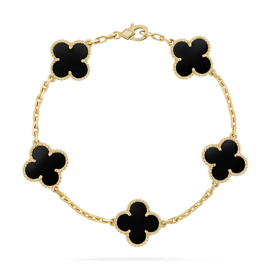 [Rose Tomorrow]CLOVER  5 MOTIFS BLACK ONYX BRACELET