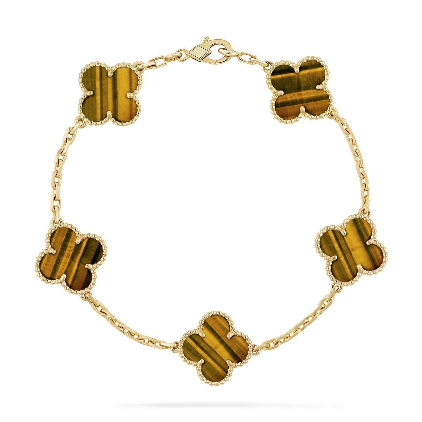 [Rose Tomorrow]CLOVER  5 MOTIFS TIGER EYE BRACELET