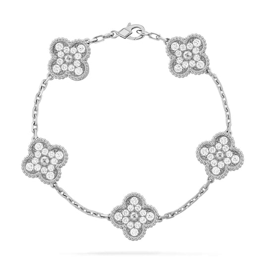 [Rose Tomorrow]CLOVER 5 MOTIFS  DIAMOND BRACELET SILVER