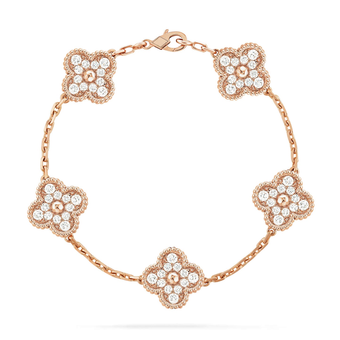 [Rose Tomorrow]CLOVER 5 MOTIFS  FULL DIAMOND BRACELET