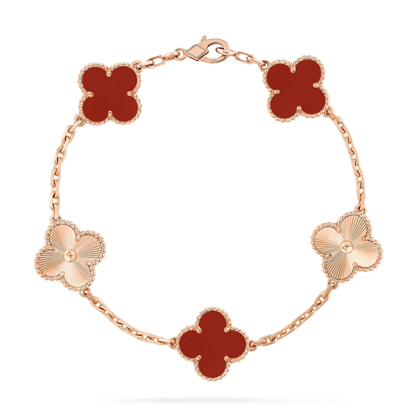 [Rose Tomorrow]CLOVER  5 MOTIFS CARNELIAN GOLD BRACELET