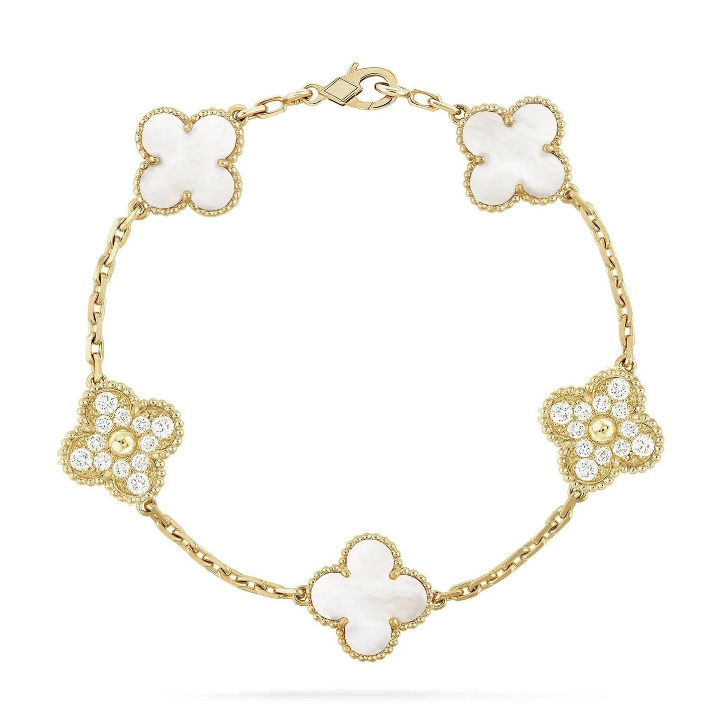 [Rose Tomorrow]CLOVER BRACELET 5 MOTIF WHITE MOP DIAMOND