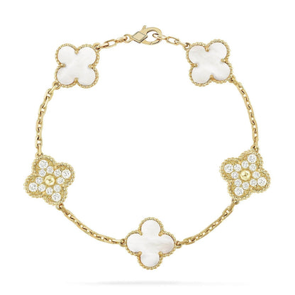 [Rose Tomorrow]CLOVER BRACELET 5 MOTIF WHITE MOP DIAMOND