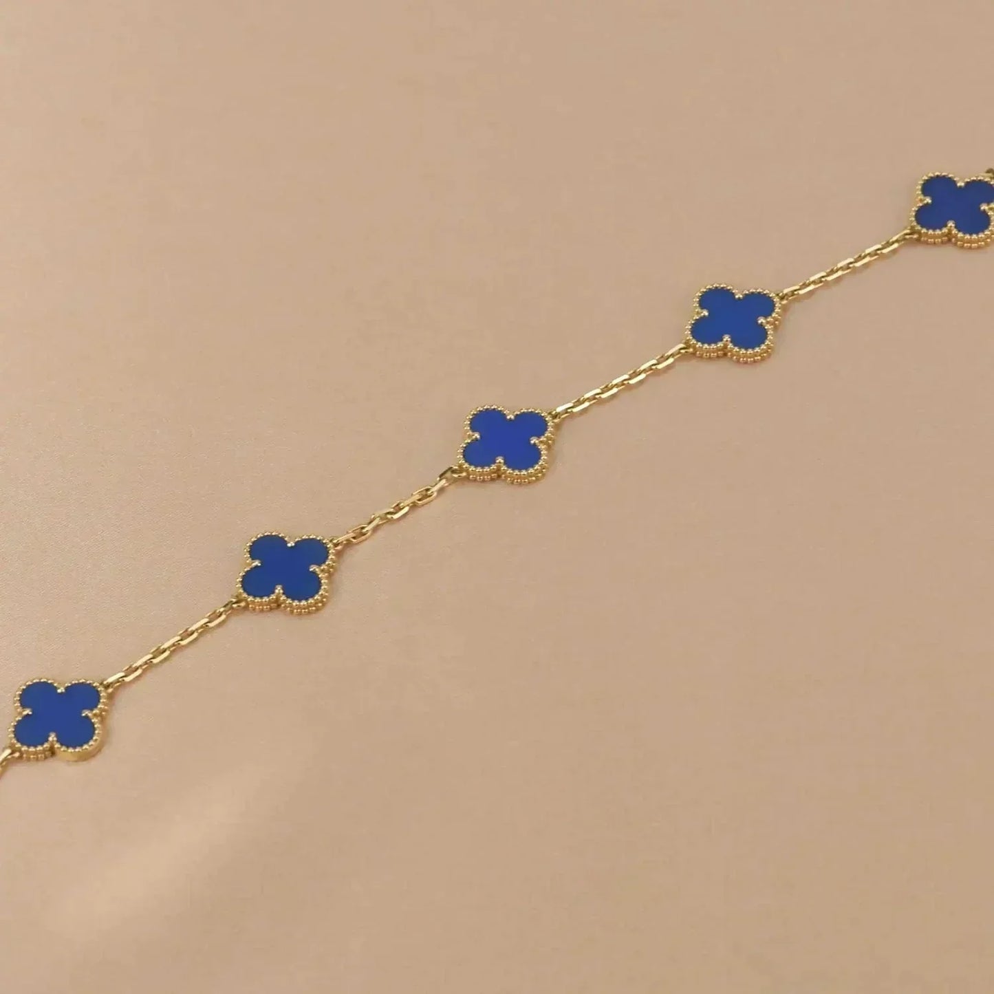 [Rose Tomorrow]CLOVER 5 MOTIFS BLUE AGATE BRACELET