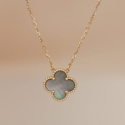 [Rose Tomorrow]CLOVER 15MM  GRAY MOTHER OF PEARL NECKLACE