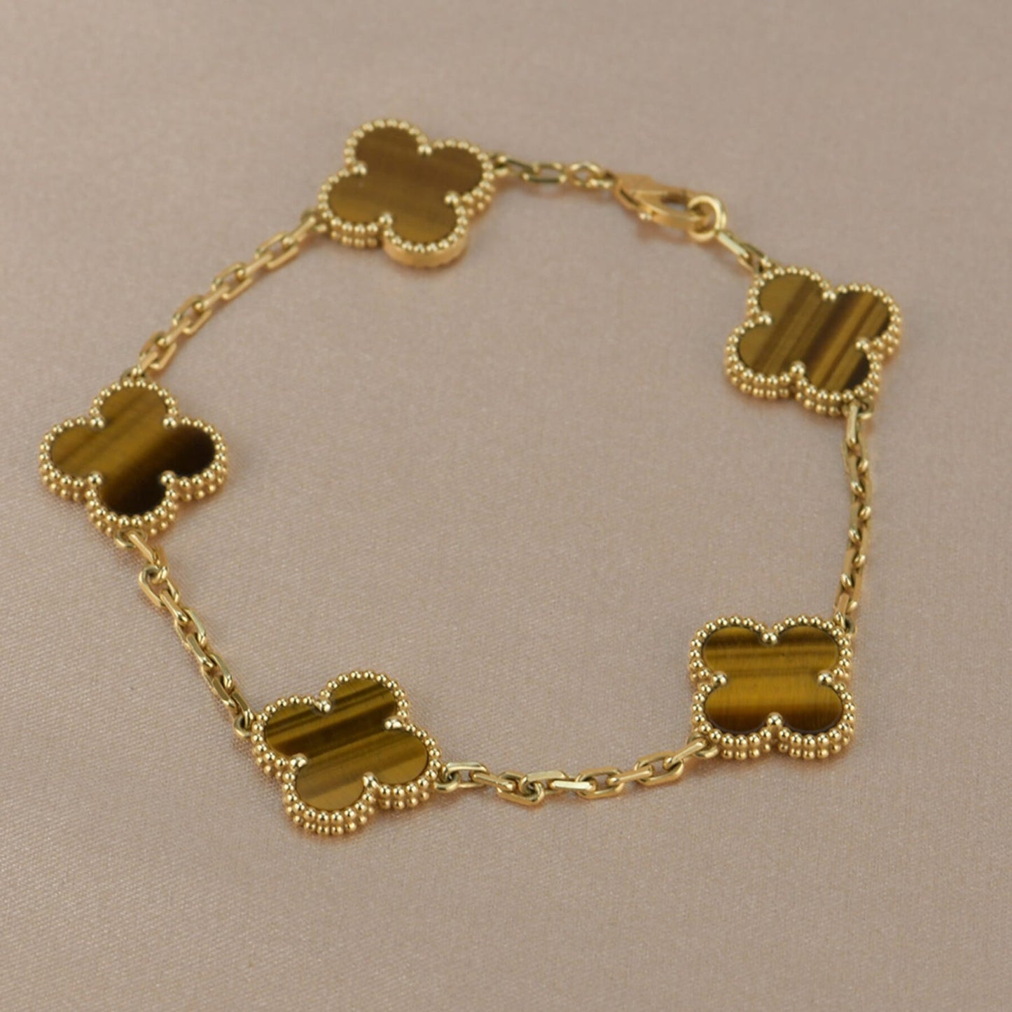 [Rose Tomorrow]CLOVER  5 MOTIFS TIGER EYE BRACELET