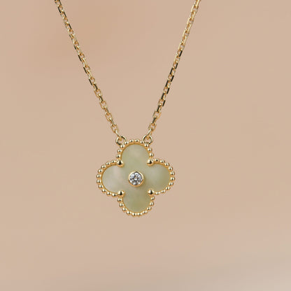 [Rose Tomorrow]CLOVER 15MM DIAMOND GOLD MOTHER OF PEARL NECKLACE