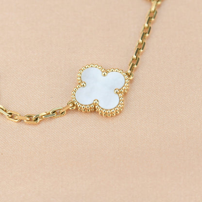 [Rose Tomorrow]CLOVER  5 MOTIF WHITE MOP BRACELET