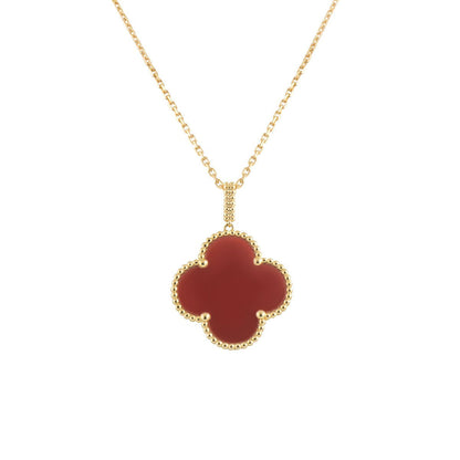 [Rose Tomorrow]CLOVER 25MM NECKLACE GOLD CARNELIAN