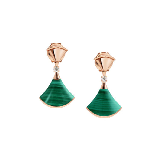 [Rose Tomorrow]DREAM MALACHITE PINK GOLD EARRINGS