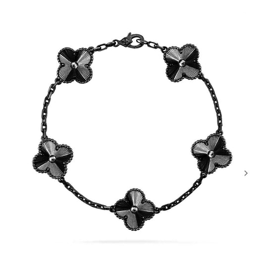 [Rose Tomorrow]CLOVER 5 MOTIF BLACK BRACELET