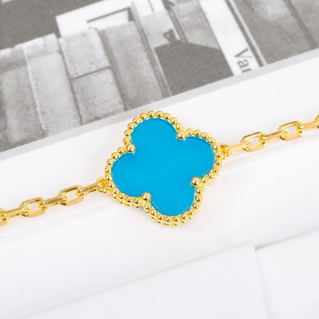 [Rose Tomorrow]CLOVER 5 MOTIFS TURQUOISE BRACELET