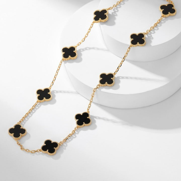 [Rose Tomorrow]CLOVER 10 MOTIFS ONYX NECKLACE