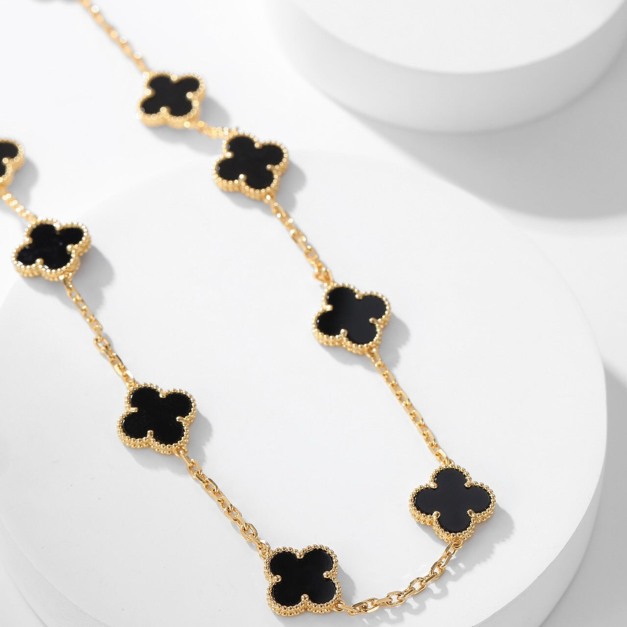 [Rose Tomorrow]CLOVER 10 MOTIFS ONYX NECKLACE