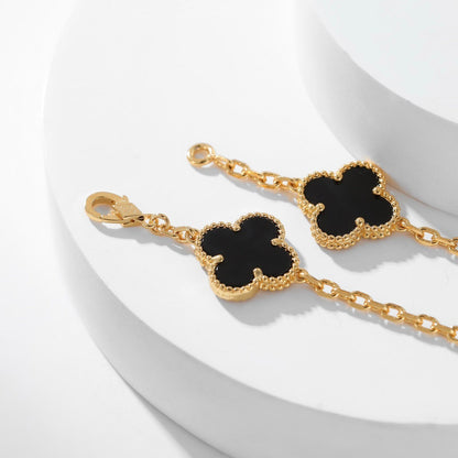 [Rose Tomorrow]CLOVER 10 MOTIFS ONYX NECKLACE