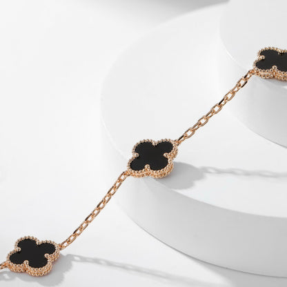 [Rose Tomorrow]CLOVER 10 MOTIFS ONYX NECKLACE