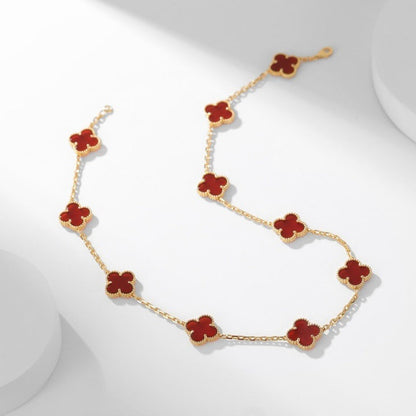 [Rose Tomorrow]CLOVER 10 MOTIFS CARNELIAN NECKLACE