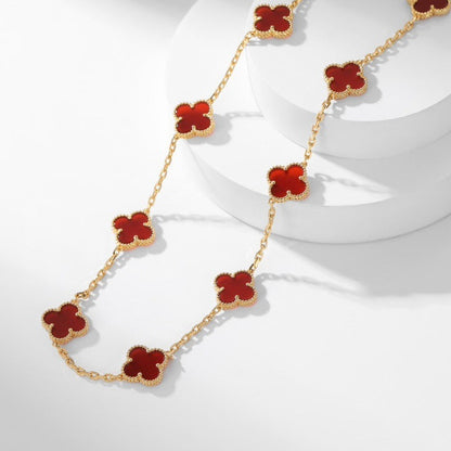 [Rose Tomorrow]CLOVER 10 MOTIFS CARNELIAN NECKLACE