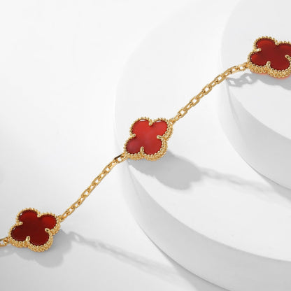 [Rose Tomorrow]CLOVER 10 MOTIFS CARNELIAN NECKLACE