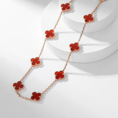 [Rose Tomorrow]CLOVER 10 MOTIFS CARNELIAN NECKLACE