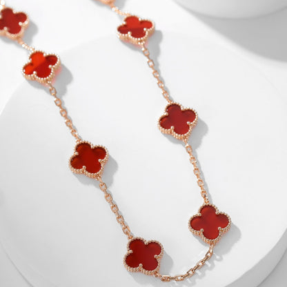 [Rose Tomorrow]CLOVER 10 MOTIFS CARNELIAN NECKLACE