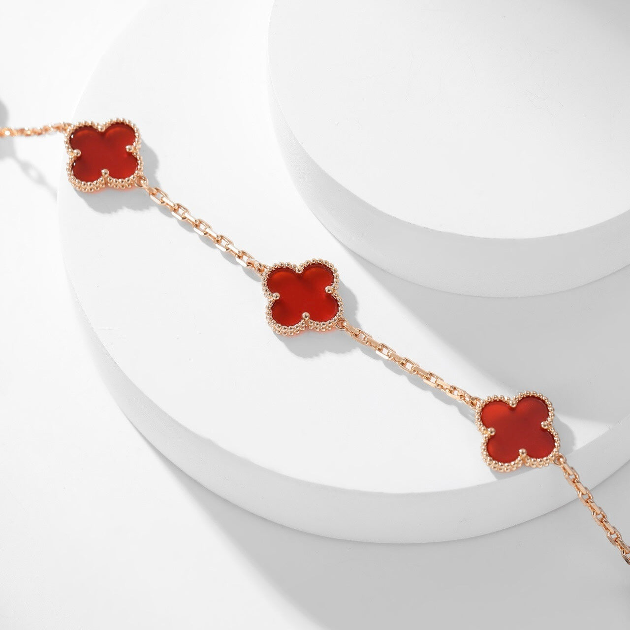 [Rose Tomorrow]CLOVER 10 MOTIFS CARNELIAN NECKLACE