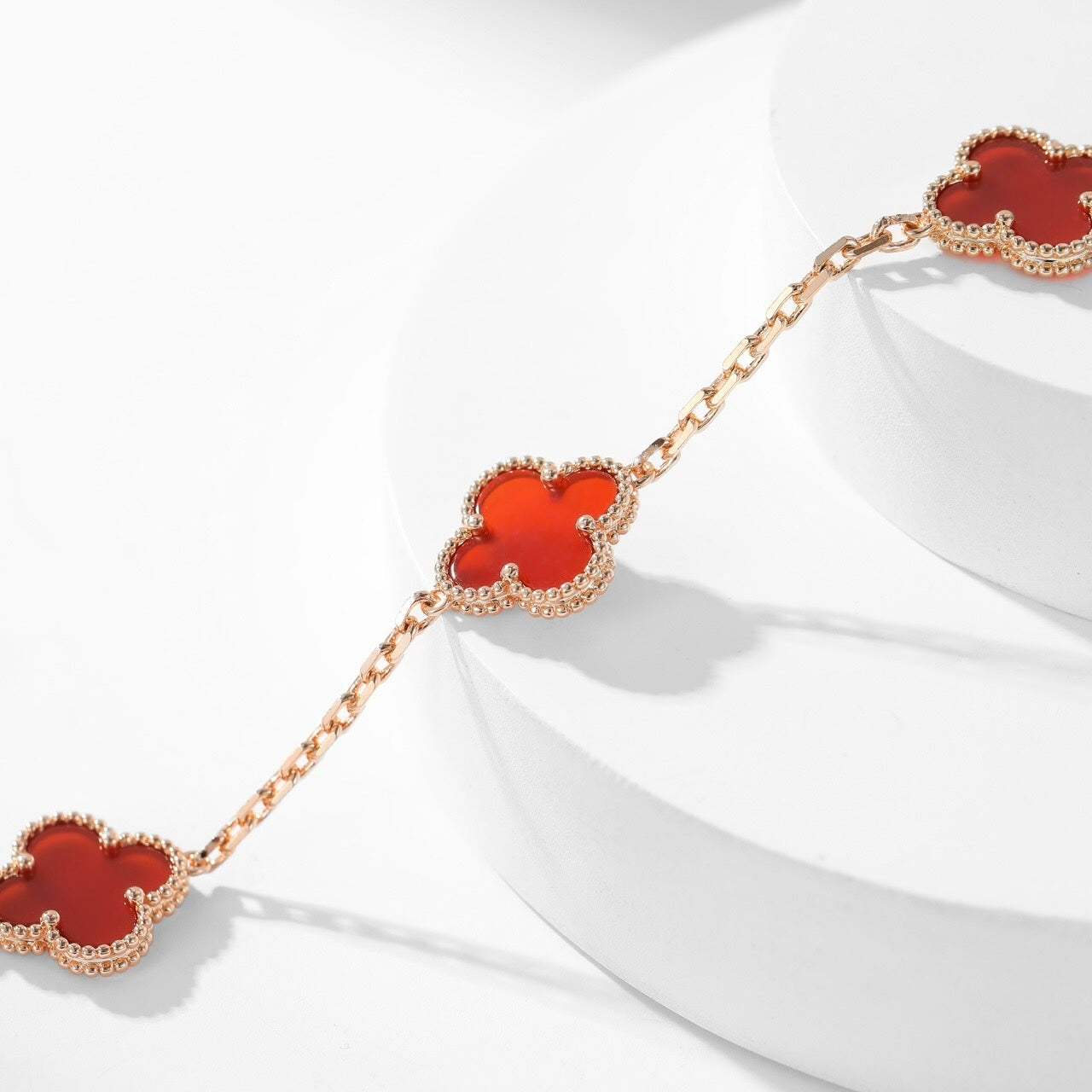 [Rose Tomorrow]CLOVER 10 MOTIFS CARNELIAN NECKLACE