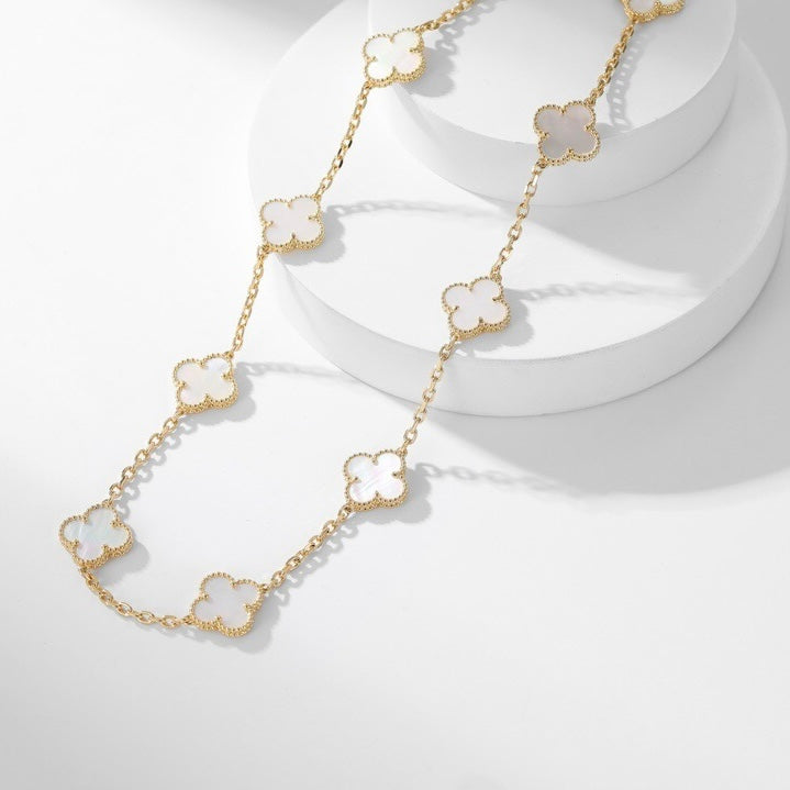 [Rose Tomorrow]CLOVER 10 MOTIFS WHITE MOTHER OF PEARL NECKLACE