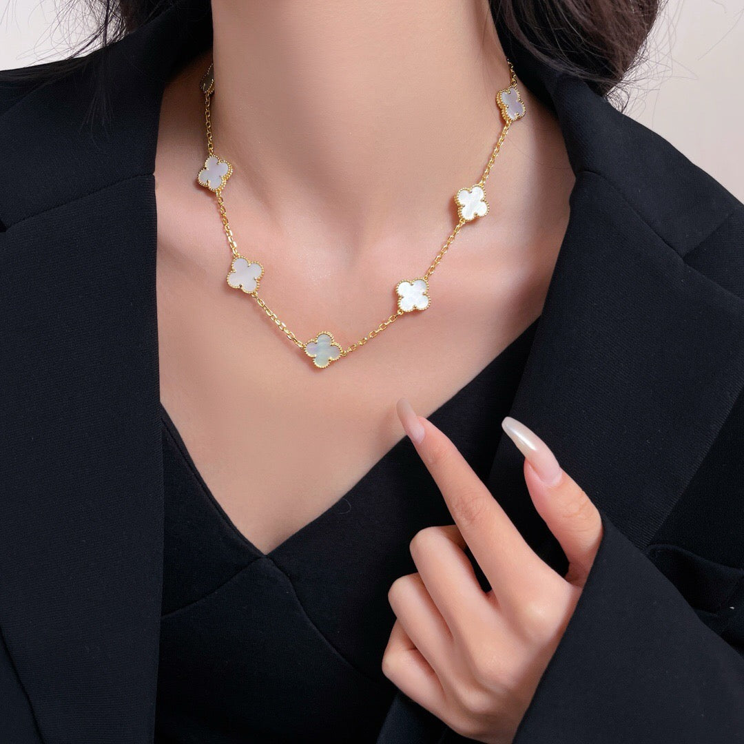 [Rose Tomorrow]CLOVER 10 MOTIFS WHITE MOTHER OF PEARL NECKLACE