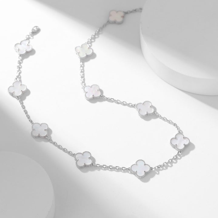 [Rose Tomorrow]CLOVER 10 MOTIFS WHITE MOTHER OF PEARL NECKLACE